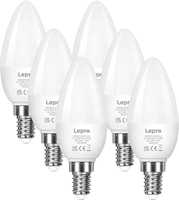 Bec LED LEPRO 600059-WW-EU-6 E14, în formă de lumânare, 4,2 W (40 W), 470 lm, 2700 K, clasa E