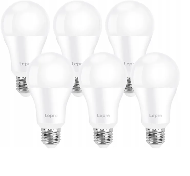 Bec LED LEPRO 100080-DW-EU-6, E27, A60, 13 W (100 W), 1521 lm, 6500 K, 180°, pachet de 6 bucăți