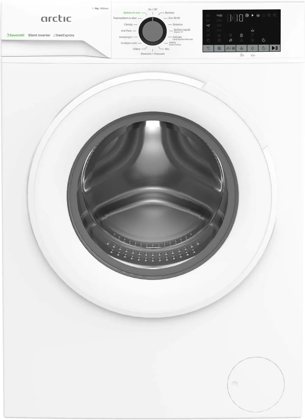 Masina de spalat rufe APLM2WFSU29412W, 9kg, Clasa A, 1400 rpm, Motor Silent Inverter, Saveinall, Recycled Tub, IronExpress, ExtraSteam, Display, Alb