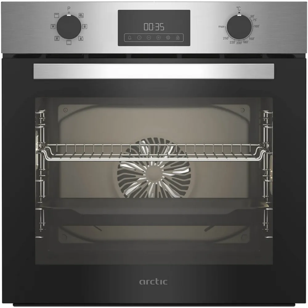Cuptor electric ARVIE1130XM, 71l, Clasa A, 6 functii, Timer, Touch control, Grill, AeroCooking, Aqua Drop Clean - autocuratare catalitica, Display, Inox