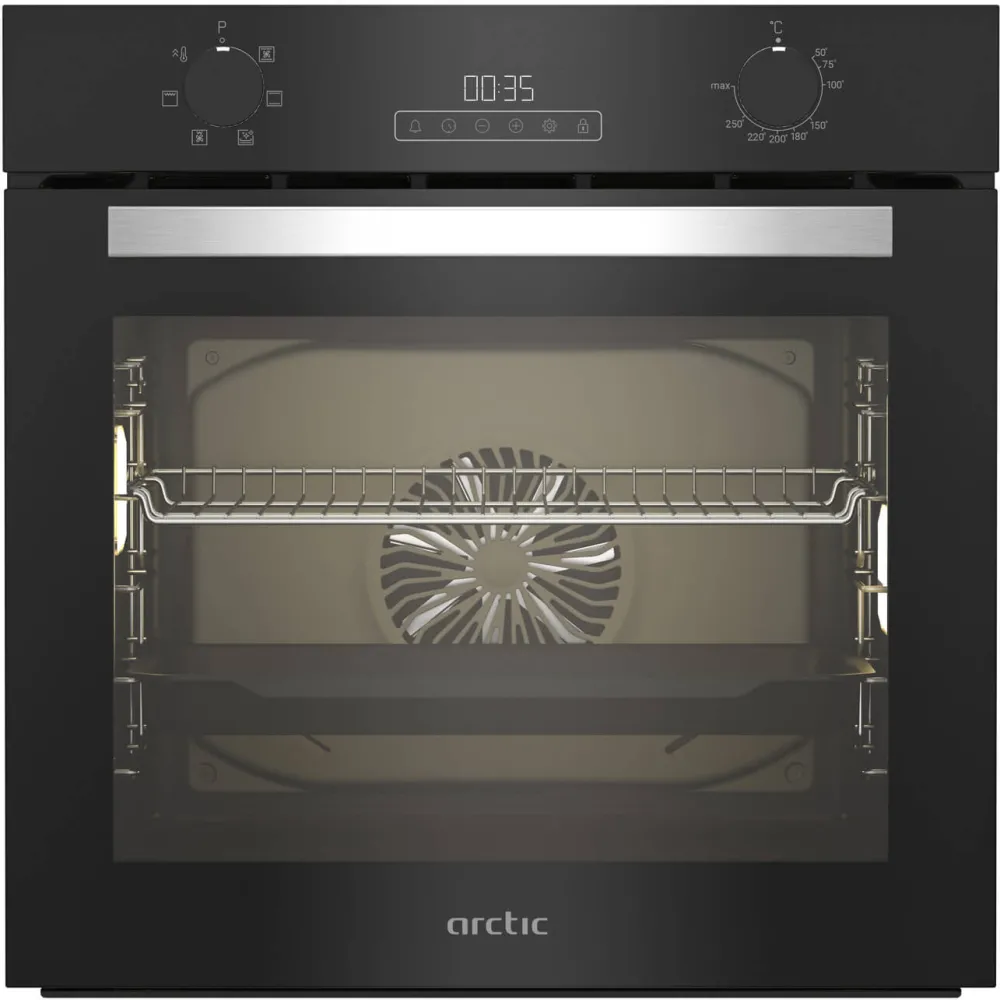 Cuptor electric Arctic ARVIE1430BM, 71l, Clasa A, AeroCooking, Autocuratare catalitica, Grill, Aqua Drop Clean, display, Negru