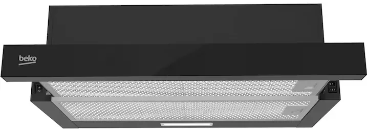 Hota telescopica HNT63322BH, 60 cm, 3 trepte de putere, 320 mc/h, clasa energetica B, filtru de carbon&metalic, iluminare LED, sticla neagra