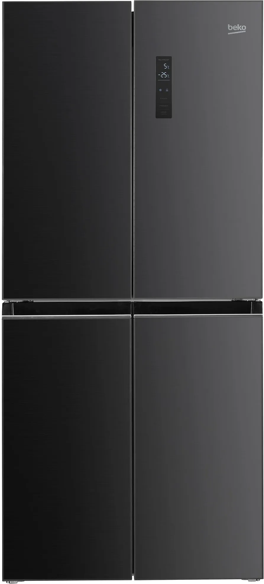 BEKO Side by side GNO4031GS cu 4 usi, 421l net, Clasa E, NeoFrost Dual Cooling, Compresor Prosmart Inverter, Display touch, H 180 cm, Sticla antracit