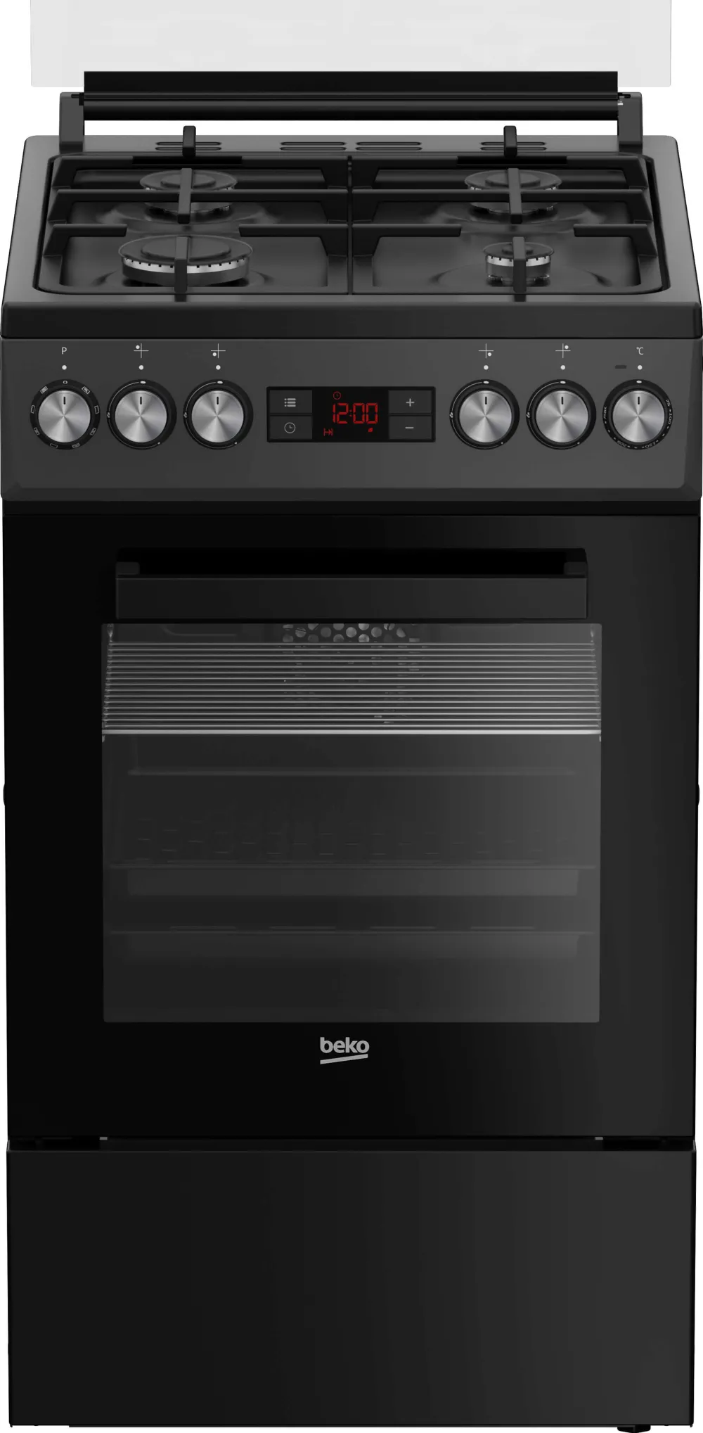 Aragaz mixt FSM52330NAO, 4 arzatoare cu eficienta ridicata, aprindere electrica, Cuptor electric, Grill, Dispaly, Antracit