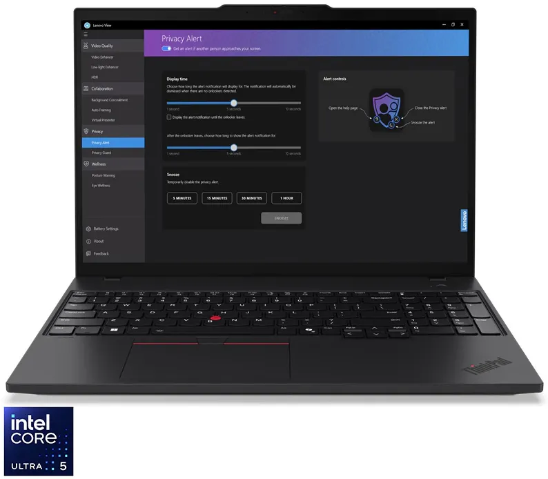 Laptop Lenovo ThinkPad T16 gen 3 cu procesor Intel® Core™ Ultra 5 125U pana la 4.3GHz, 16" WUXGA, IPS, 16GB DDR5, 512GB SSD, Intel® Graphics, OS: Windows® 11 Pro, 3Y Premium Care