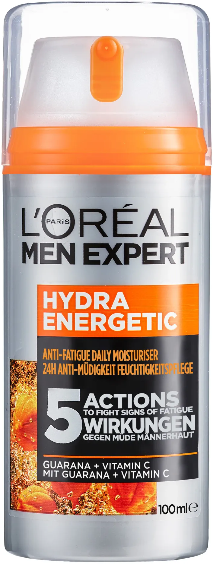 Crema hidratanta L'Oreal Paris Men Expert Hydra Energetic pentru barbati, anti-oboseala, 24h de hidratare, reduce cele 5 semne ale oboselii, contine Vitamina C si Guarana, 100 ml