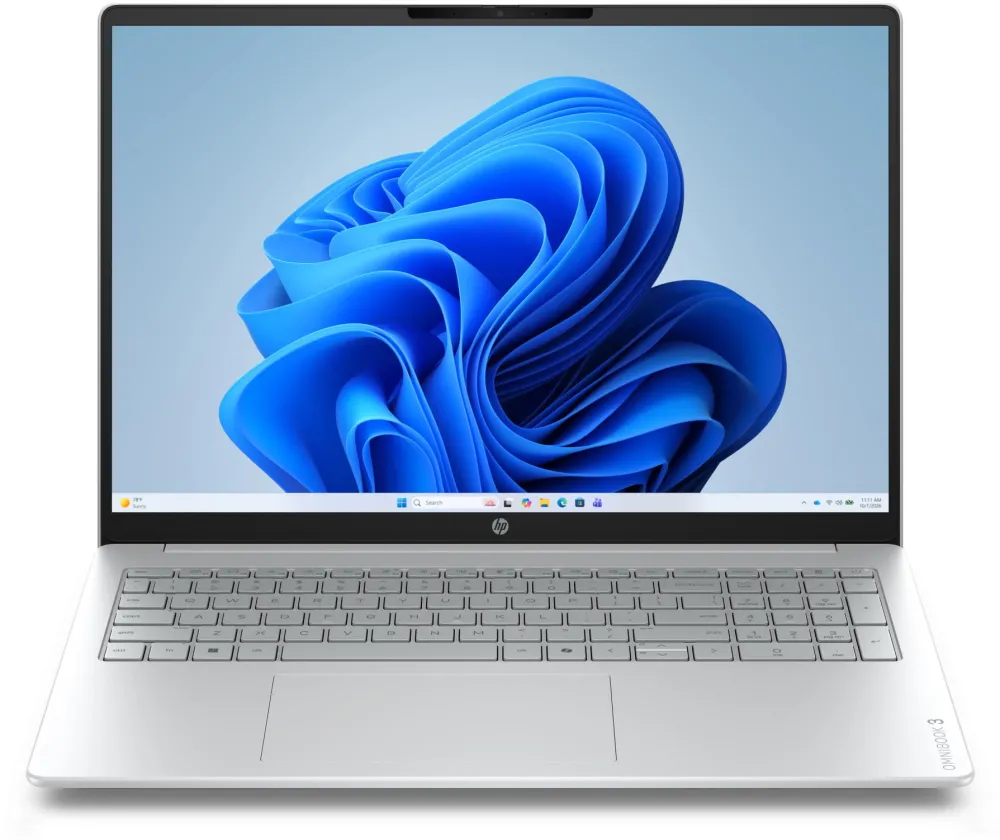 Laptop HP OmniBook 3 16-by0021nn cu procesor AMD Ryzen™ 5 40 pana la 4.30 GHz, 16", 2K, IPS, 16GB RAM, 512GB SSD, AMD Radeon™ 610M, Free DOS, Glacier Silver