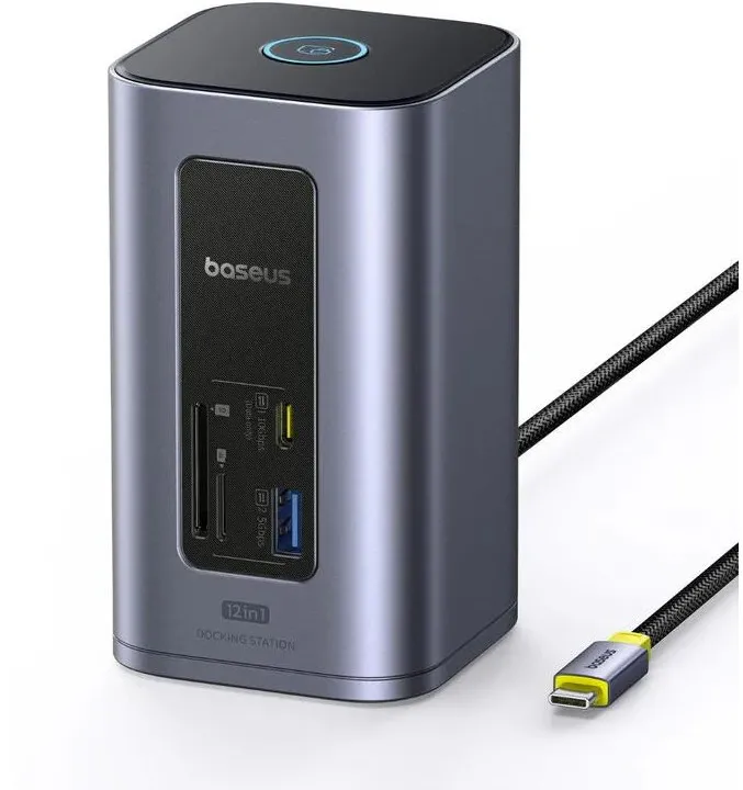DOCKING STATION Baseus Spacemate RD1 12 in 1, input USB Type-C, output 2xHDMI 4K@60Hz, 2xUSB-C (10Gbps), 2xUSB-A (5Gbps), 2xUSB, 1xRJ45, card reader SD/micro SD, 1XUSB-C (PD), gri "B00568103813-00" (timbru verde 0.18 lei) - 6932172687137