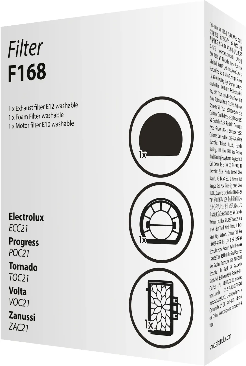 Set 3 filtre Electrolux F168 pentru aspiratoare fara sac din gama Ease C2