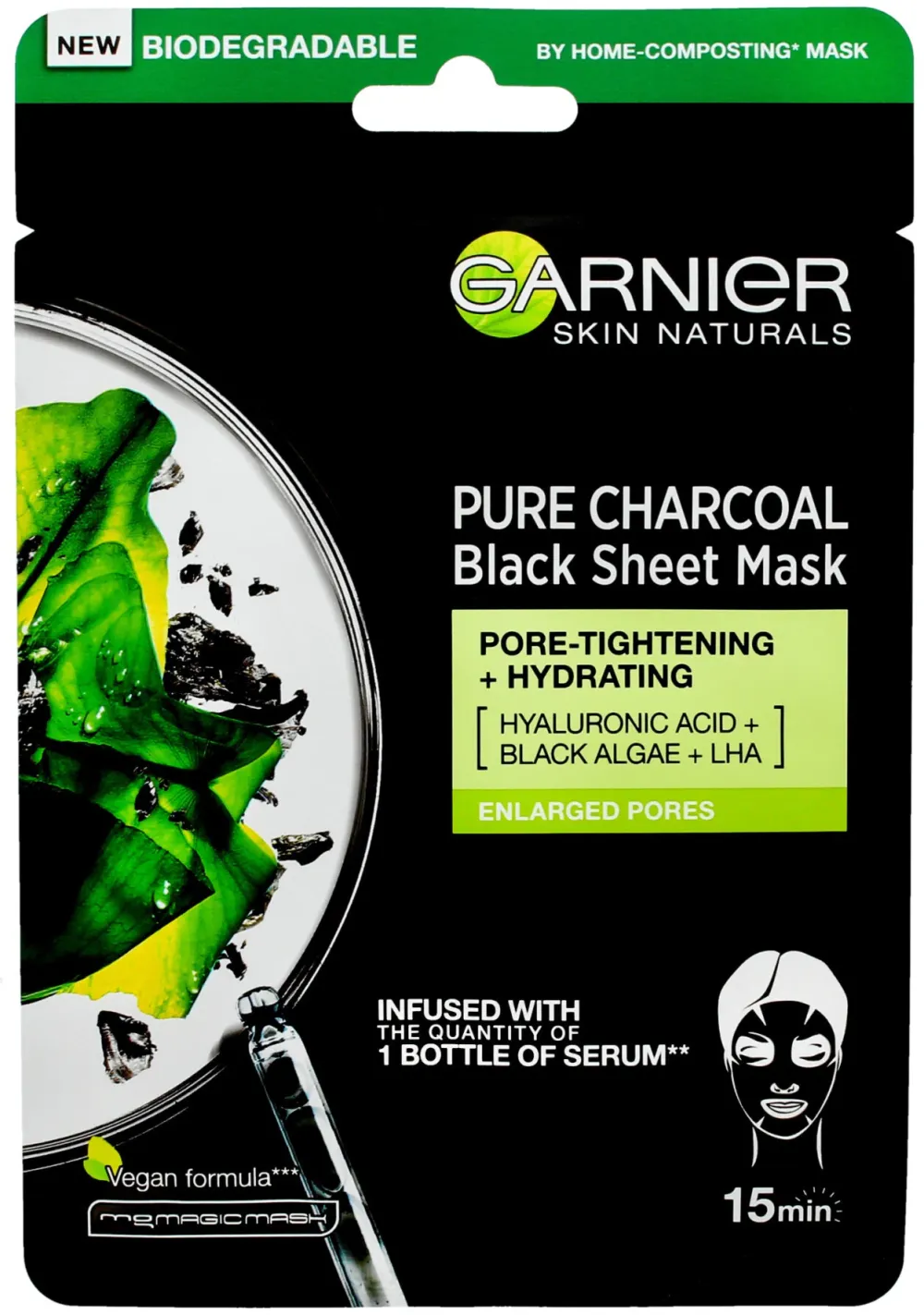 Masca Servetel Super hidratare si matifiere cu carbune Garnier Skin Naturals, 28 gr
