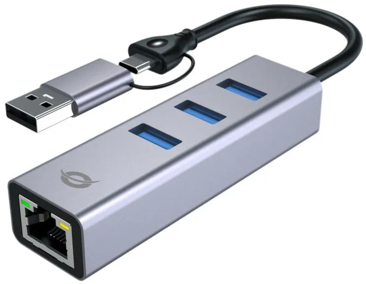CONCEPTRONIC Adapter USB-C/-A3.0->GbE+3x-A3.0  5Gbs       gr