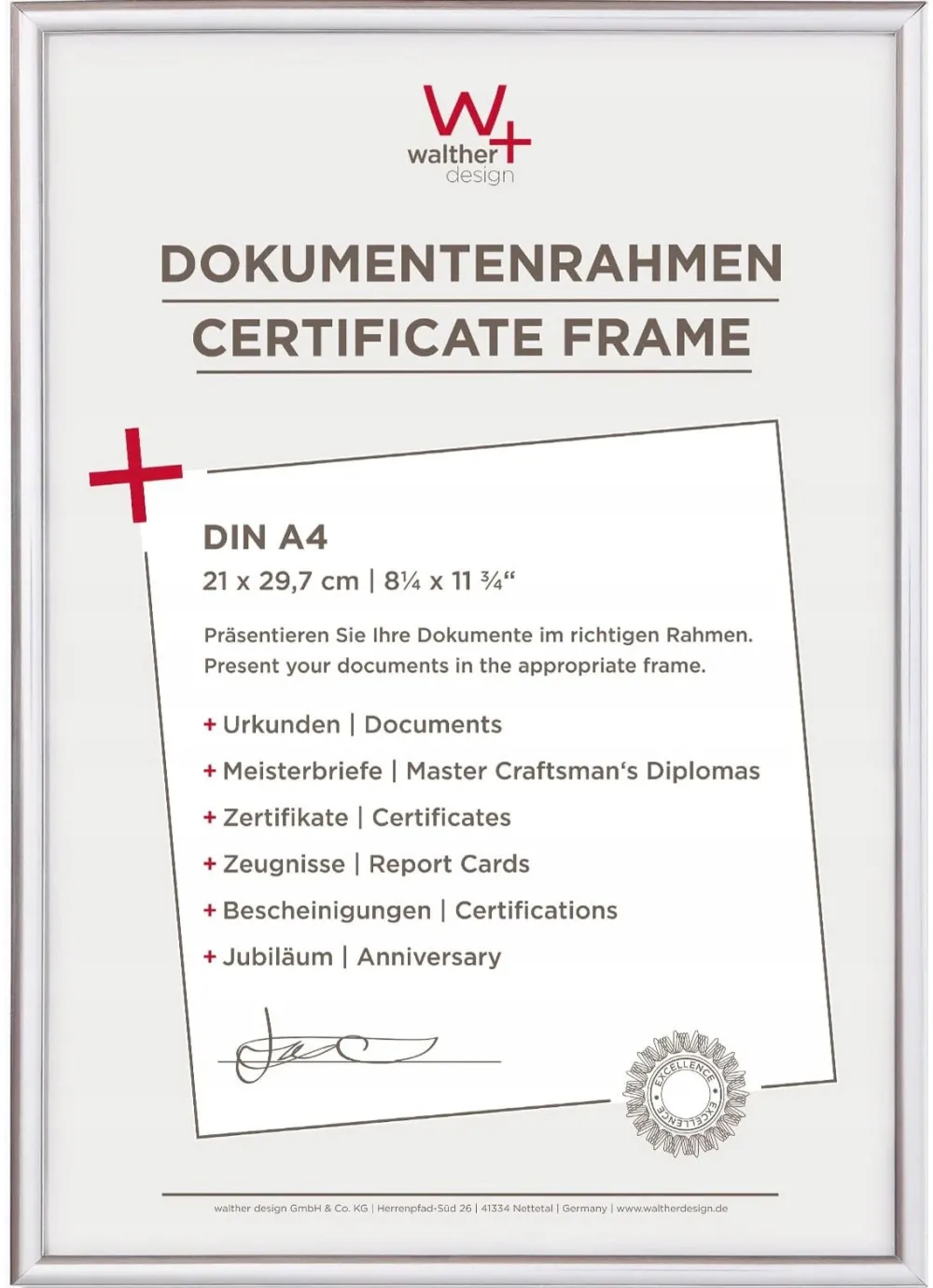 Walther New Lifestyle 21x29,7 Resin silver DIN A4 KV130S