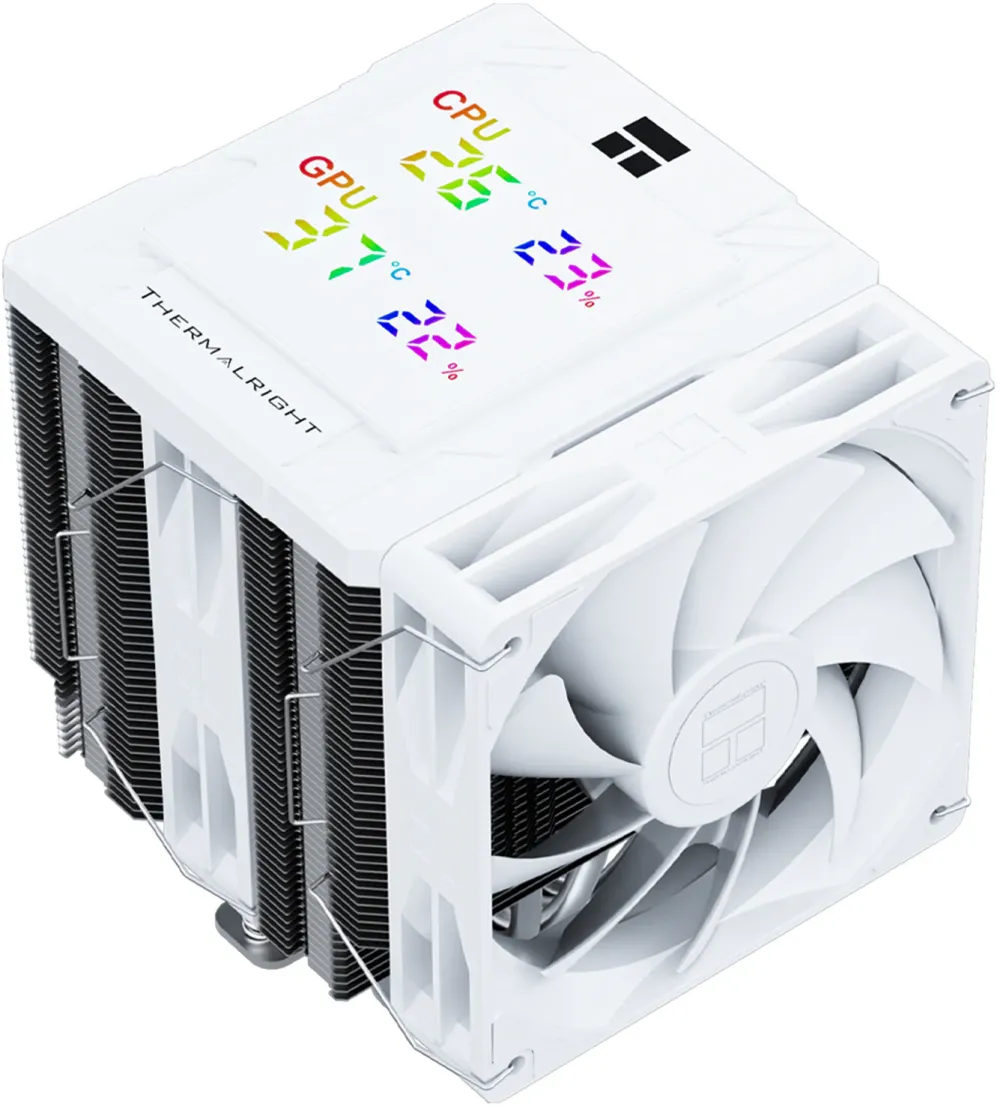 Cooler THERMALRIGHT "Peerless Assassin 120 Digital White" skt. Intel si AMD, racire cu aer, vent. 2 x 120mm (TL-C12C-X28 V2), 1850 rpm, 6 heatpipes, inaltime 162mm