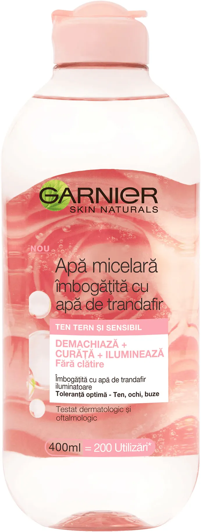 Apa micelara Garnier Skin Naturals imbogatita cu apa de trandafiri, 400 ml