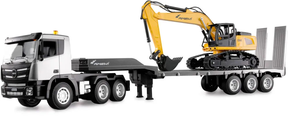 Masina AMEWI 2-in-1 Tieflader/Bagger-Set G836E/G041E 1:24 RTR