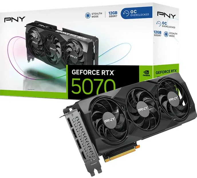 PNY RTX5070 OC Triple Fan 12GB GDDR7 3xDP,1xHDMI