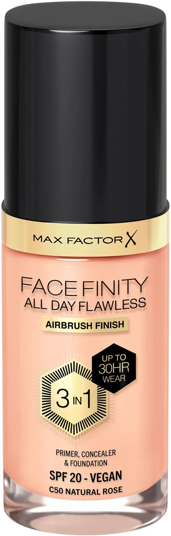 Fond de ten Max Factor Facefinity All Day Flawless 3-in-1 C50 Natural Rose, 30 ml