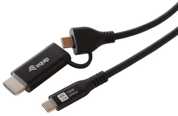 Equip Adapter USB-C->USB-C+HDMI  PD100W  4K/ 60Hz 1.00m Alu.