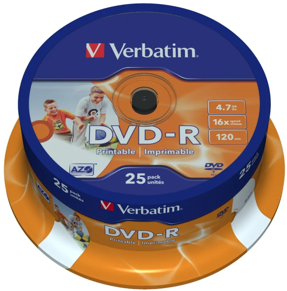 VERBATIM 43538 DVD-R 16X 4.7GB SP25/PK print