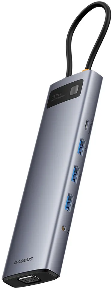 DOCKING Station Baseus Metal Gleam Series 11-in-1, conectare PC USB-C,Type-C to HDMI4K@60Hzx1+VGAx1,USB3.0x3,USB2.0x1+PDx1,RJ45x1,SD/TFx1,jack 3.5x1, gri "B00030709811-00" (timbru verde 0.18 lei) - 6932172636562