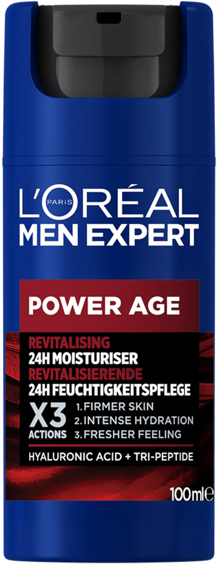 Crema hidratanta revitalizanta L'Oreal Paris Men Expert Power Age pentru barbati, contine Acid Hialuronic, ten uscat care prezinta semne de imbatranire, format XXL, 100 ml