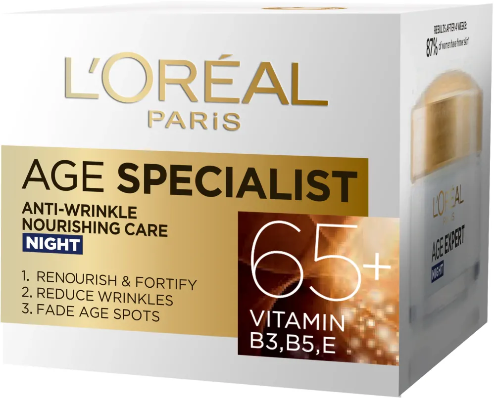 Crema antirid pentru fata L'Oreal Paris Age Specialist 65+ de noapte, 50 ml