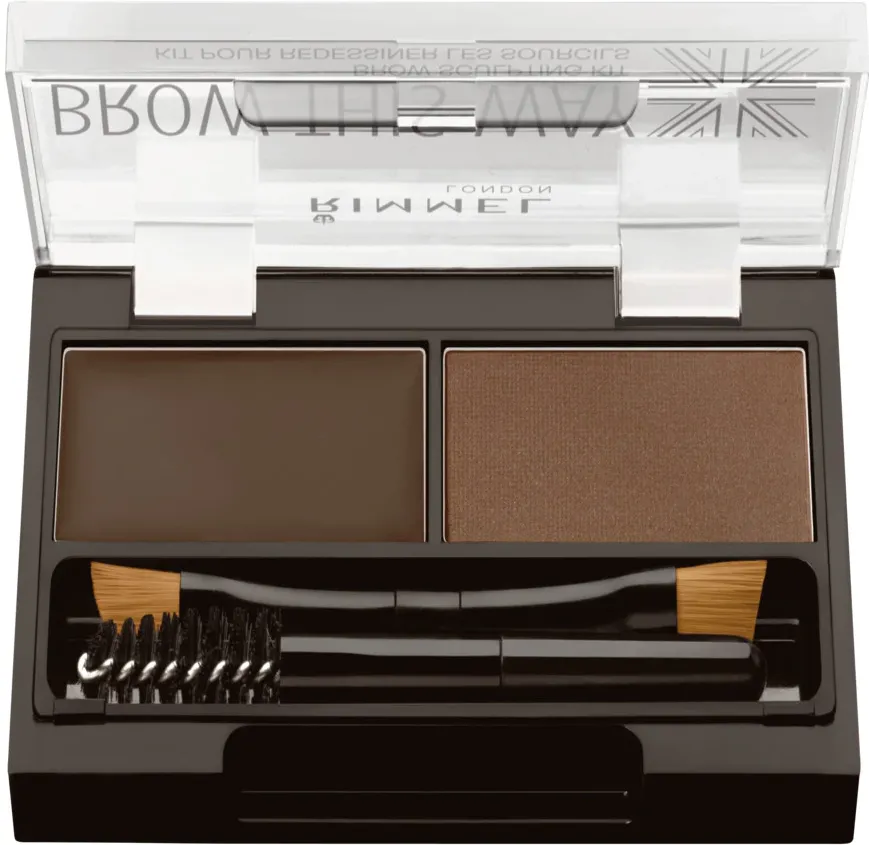 Kit pentru sprancene Rimmel London Brow This Way 003 Dark Brown, 2.4 g