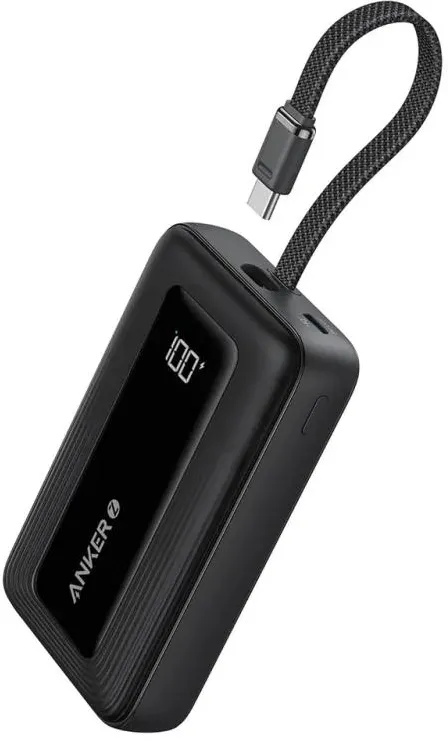POWER BANK Anker "Zolo" 20.000 mAh, 30W cablu USB-C incorporat, 1 x USB-C, 1 x USB-A, afisaj LED, 350g, negru, "A1689H11" (timbru verde 0.98 lei) - 0194644200442