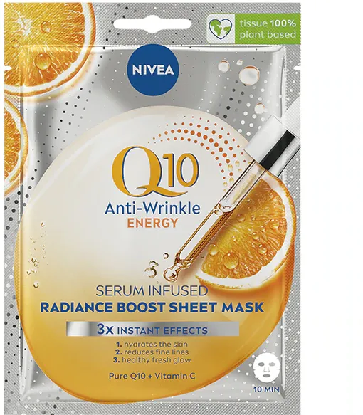 Masca servetel NIVEA Q10 cu vitamina C, 1 buc