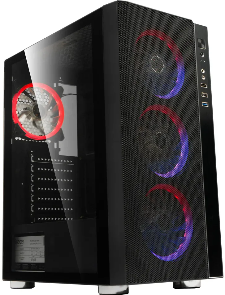 Carcasa PC Spacer CARCASA SPACER - gaming, Middle Tower, ATX, "RAINBOW", fara sursa, sticla securizata, fara ventilatoare, USB 2.0 x 2, USB 3.0 x 1, HD-Audio, mesh, panou frontal plasa metalica+aluminiu, "SPCS-GC-RAINBOW-NF"