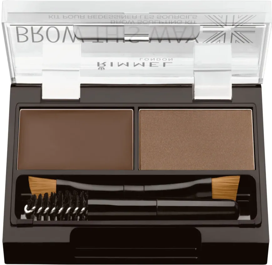 Kit pentru sprancene Rimmel London Brow This Way 002 Medium Brown, 2.4 g