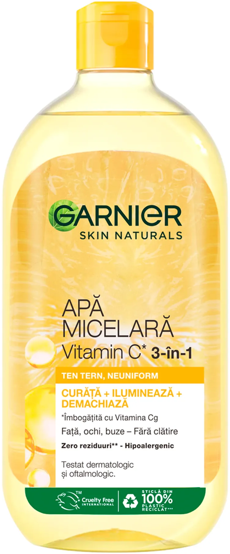 Apa micelara Garnier cu vitamina C 3-in-1 pentru tenul tern, neuniform, 700 ml