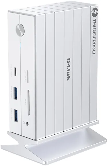 DOCKING STATION D-LINK, 14-in-1 Thunderbolt 4, conectare PC Type-C, porturi: 1xjack 3.5,1xSD/microSD slot, 3xUSB, 2xUSB 3.1, 1xUSB Type-C, 1xGigabit RJ45, 1xThunderbolt 4, 1xHDMI 2.1 8K/30Hz, 1xDP 1.4 8K/30Hz, alb  "DUF-E01" (timbru verde 0.8 lei)