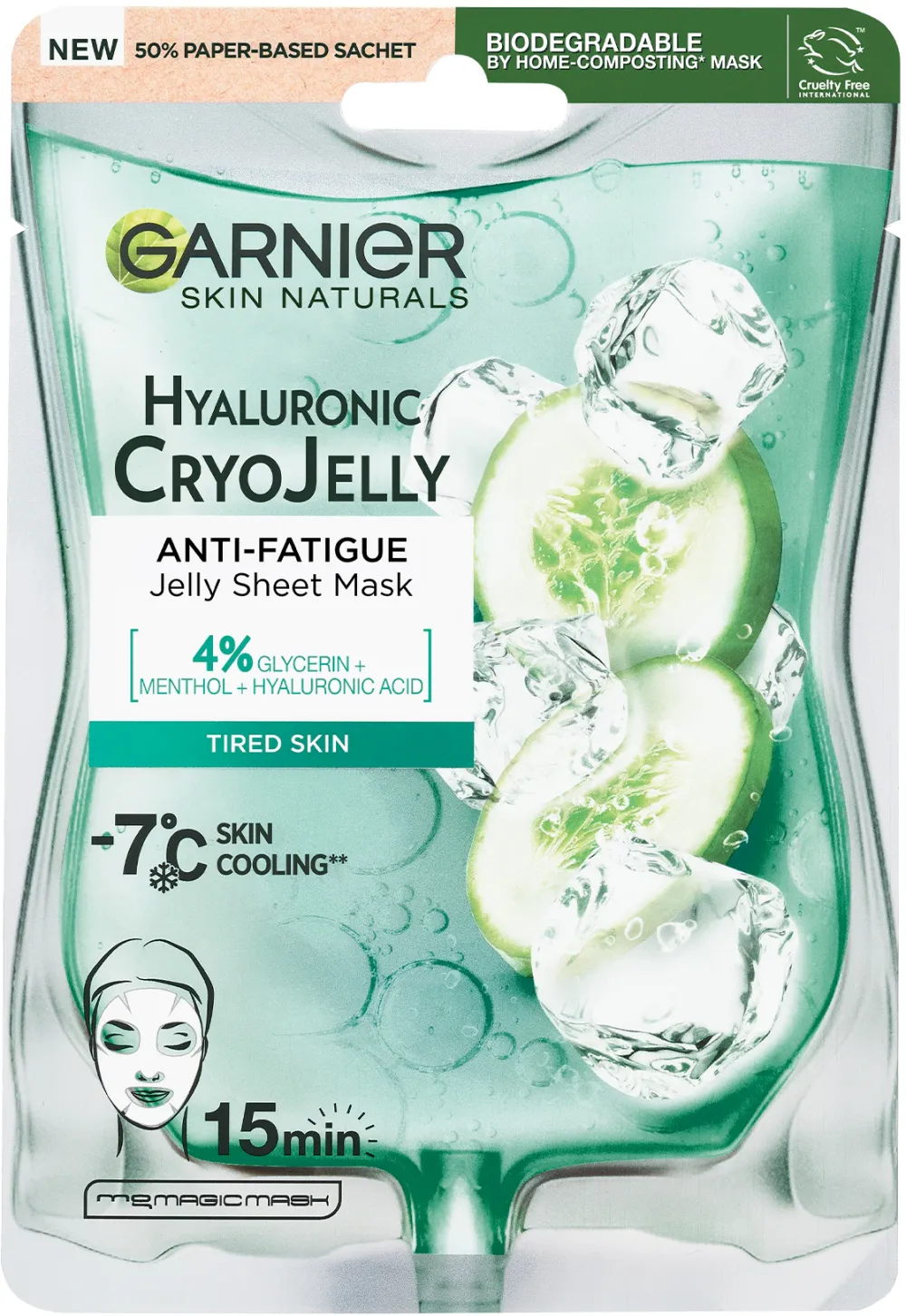 Masca servetel Garnier Skin Naturals Cryo Jelly hidratanta cu efect racoritor, 27 g