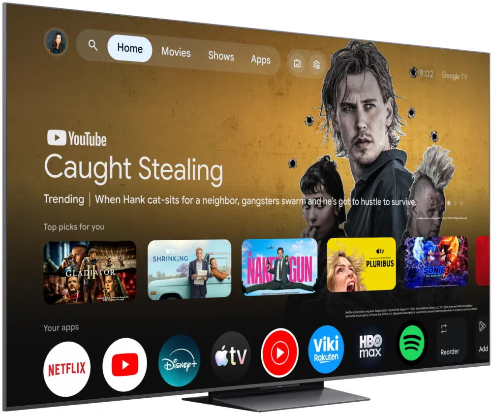 Televizor TCL SQD-MiniLed 85C8L, 214 cm, Smart Google TV, 4K Ultra HD, 144Hz, Sunet Bang & Olufsen, Clasa E (Model 2026)