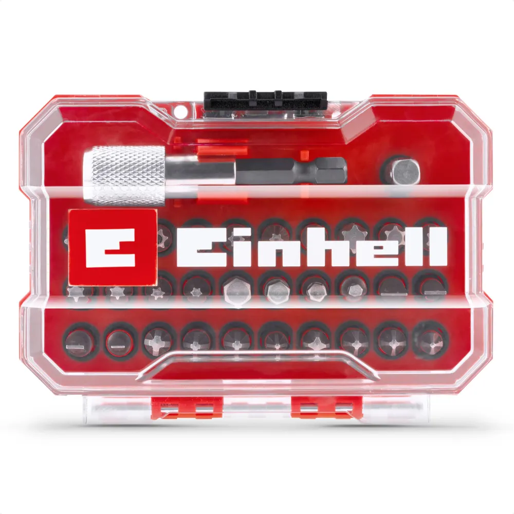 Set 32 biti Einhell XS-CASE 49118693, 25 mm, suport biti cu schimbare rapida de 60 mm, adaptor hexagonal 1/4", cutie de depozitare