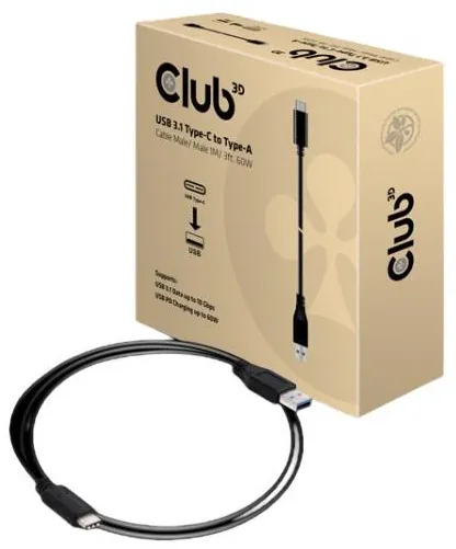 Club3D Kabel USB 3.1 Typ C <> Typ A PowerDeliv. 1m St/St retail