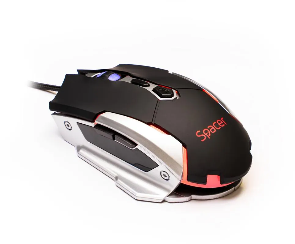 MOUSE Spacer - gaming, gaming, cu fir, USB, optic, 3.200 dpi, butoane/scroll 7/1, iluminare, negru, "SPGM-PULSAR-LITE" 46501553