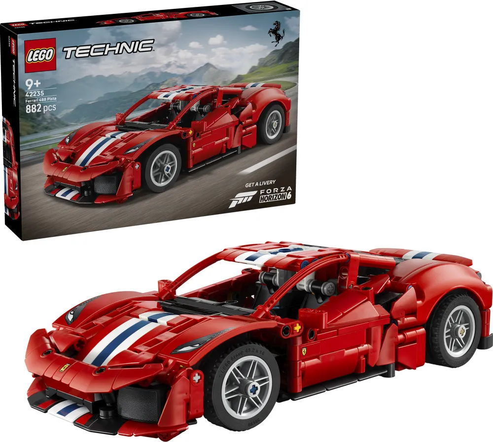 Set de constructie LEGO Technic Masina Ferrari 488 PISTA 42235, 882 piese