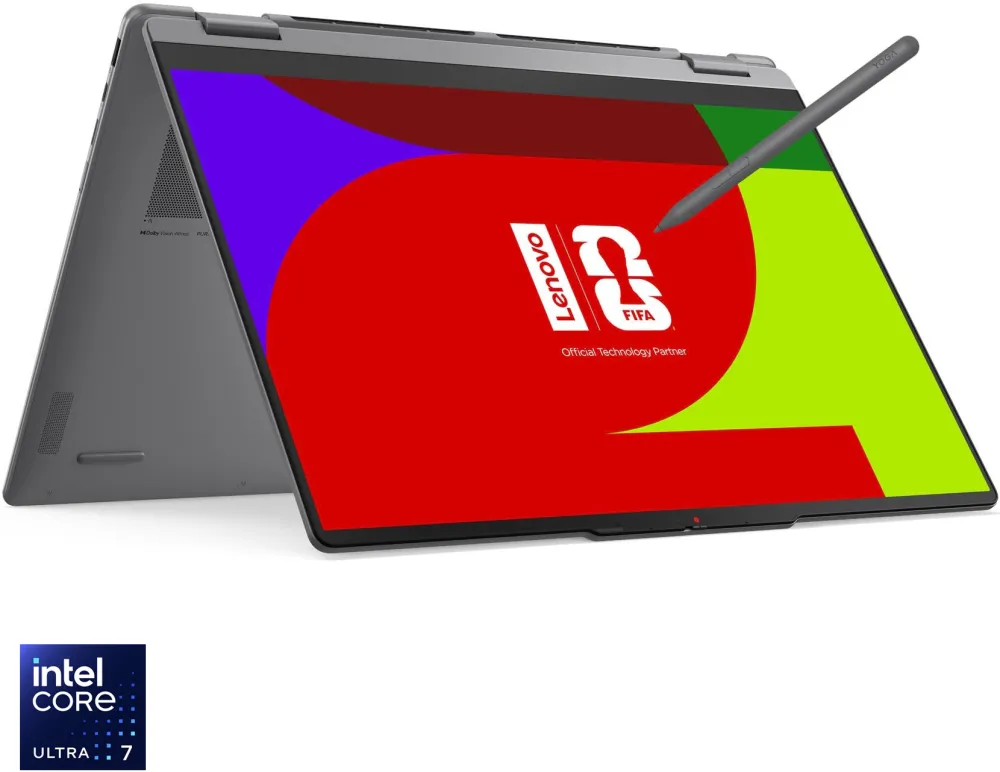 Laptop Lenovo Yoga 7 2-in-1 16IPH11 cu procesor Intel Core™ Ultra 7 355 pana la 4.7GHz, 16" WUXGA, OLED, Touch, 16GB LPDDR5x RAM, 1TB SSD, Intel® Graphics, Windows 11 Home, Luna Grey, 3y on-site Premium Care