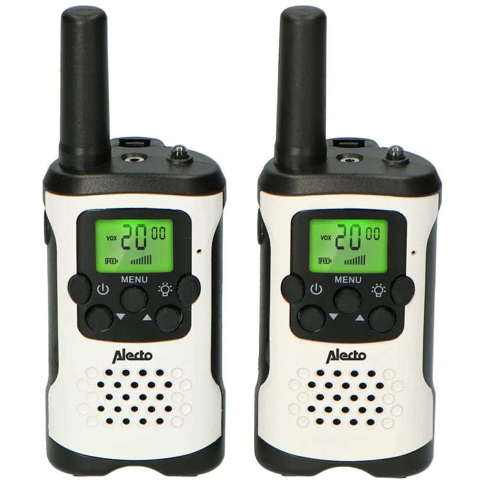 Alecto Walkie Talkie 2er Set 7 km Reichweite, Weiß/Schwarz