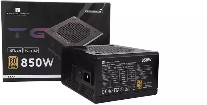 SURSA Thermalright "TR-TG850S", 850W, certificare 80 Plus Gold, non-modular, LLC, DC to DC, fan 120mm, negru, "TR-TG850S" (timbru verde 2 lei)