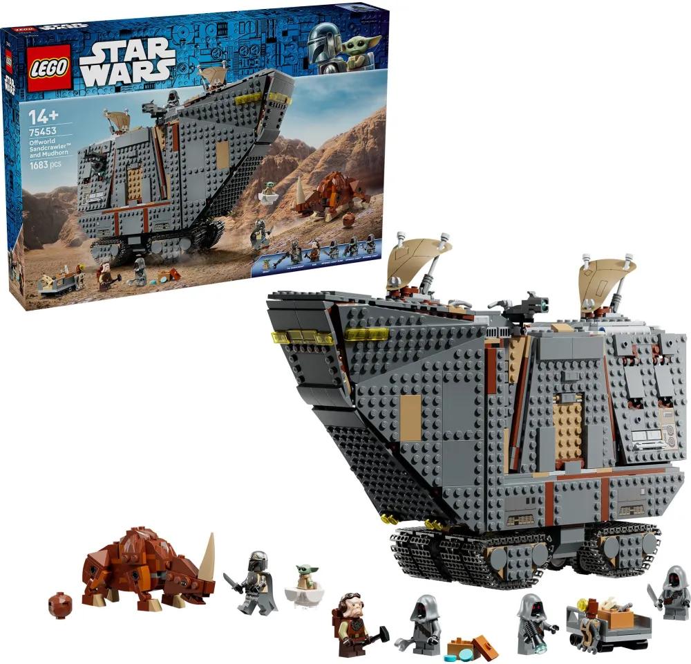 Set de constructie LEGO Star Wars™ Offworld Sandcrawler™ si Mudhorn 75453, 1683 piese