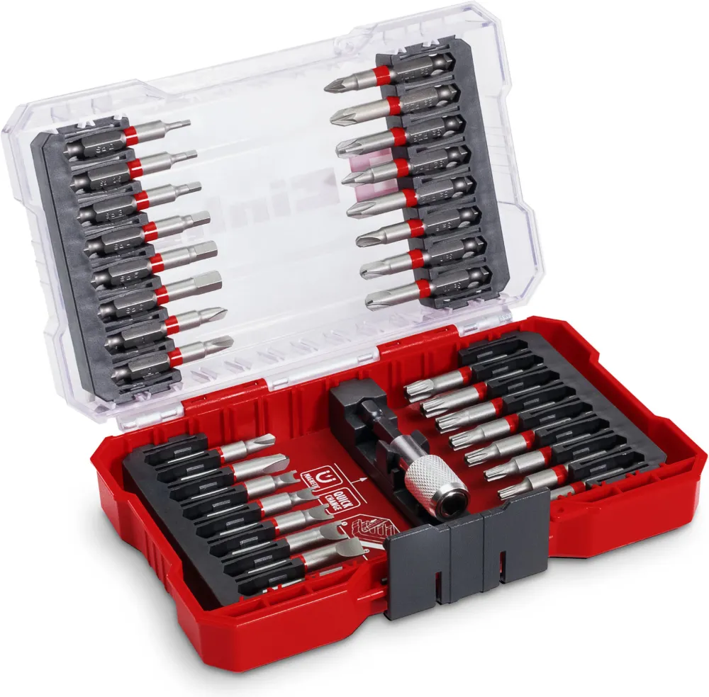 Set 33 biti Einhell M-CASE 49118903, 50 mm, suport biti cu schimbare rapida, cutie de depozitare