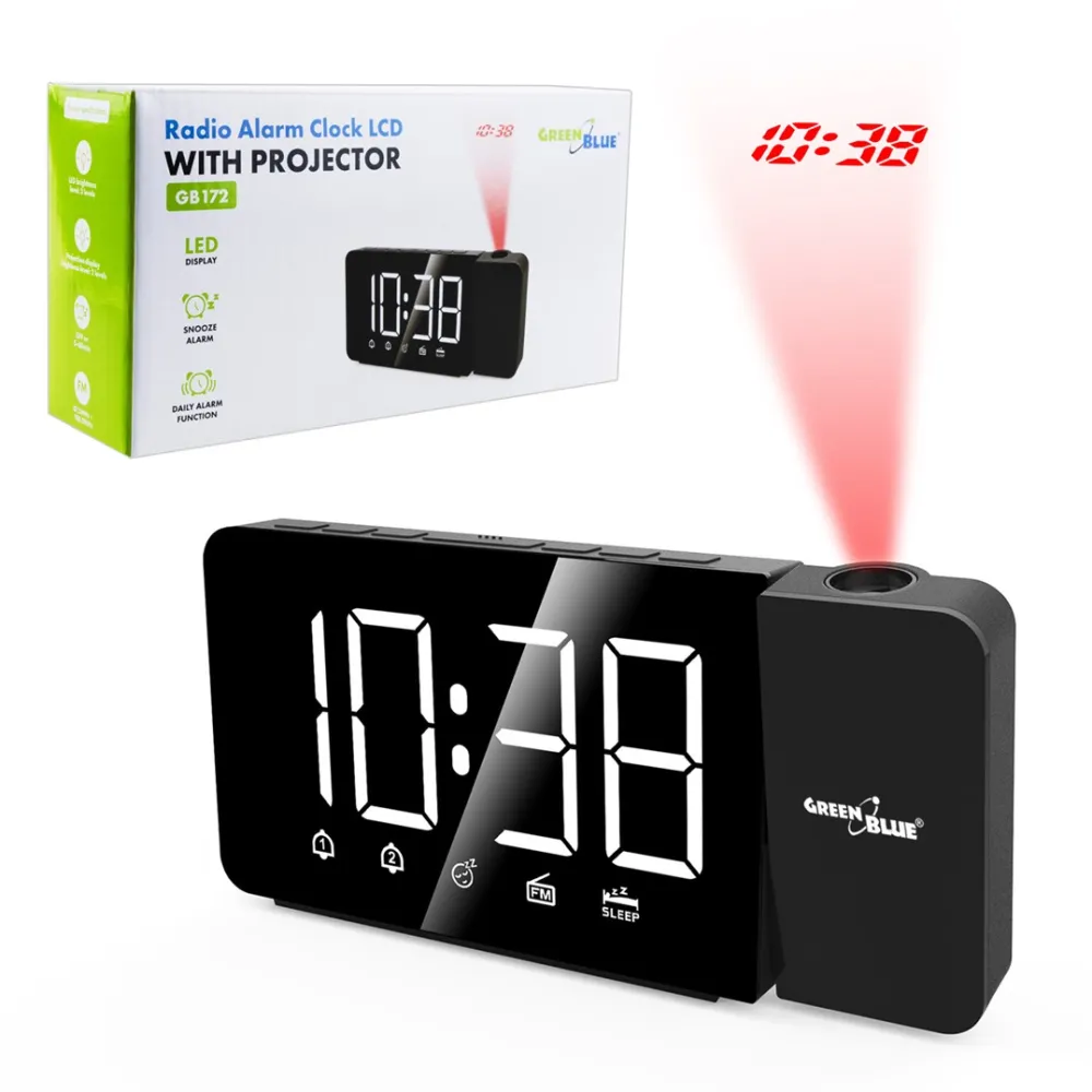 GreenBlue digital LED clock radio GB172
