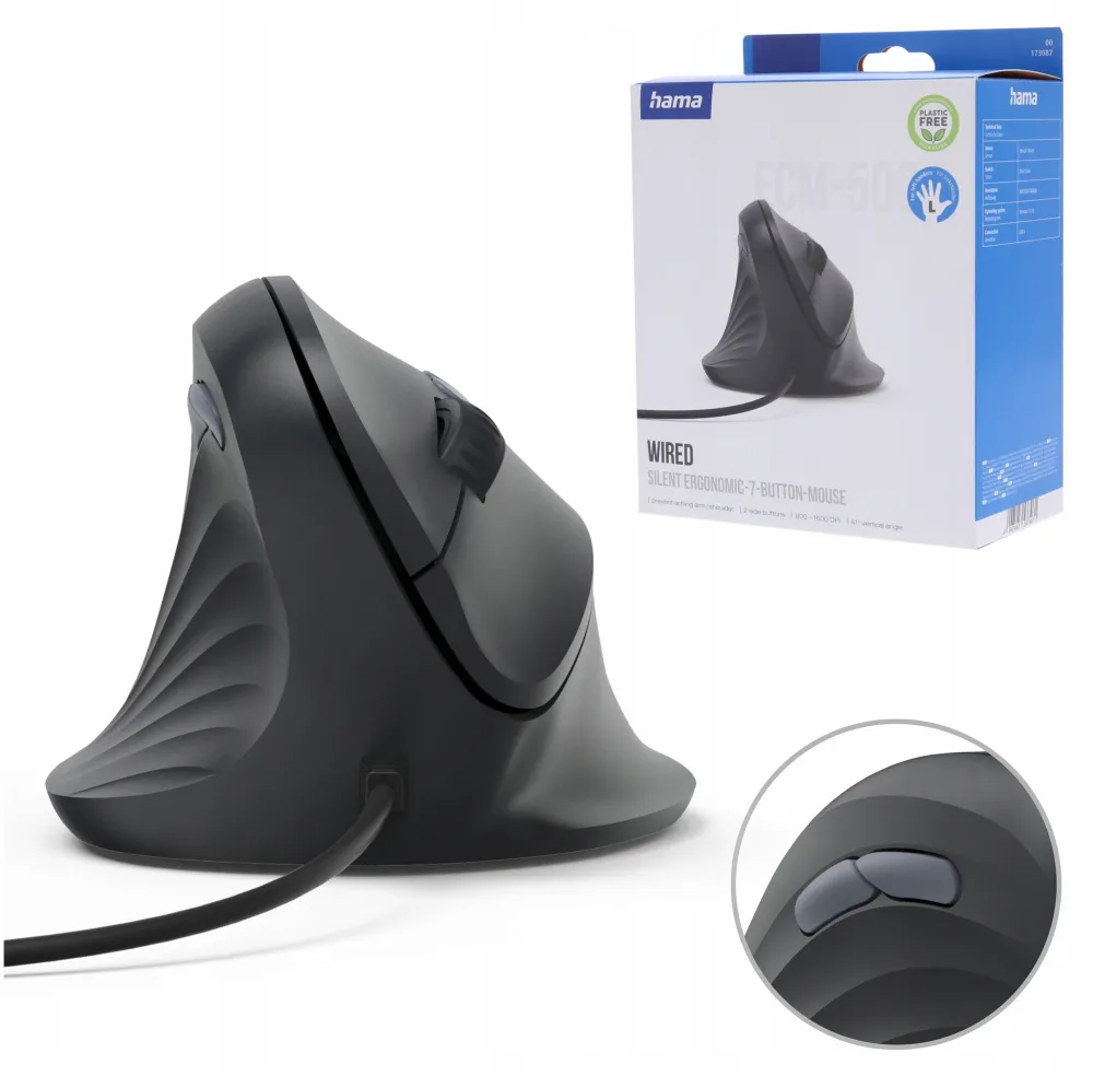 ECM-500 ergonomic wired mouse for left-handed