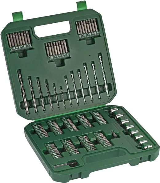 Set accesorii gaurire si insurubare Bosch DIY Mix Set L 2608522570, 136 piese, burghie si biti, valiza cu capac transparent