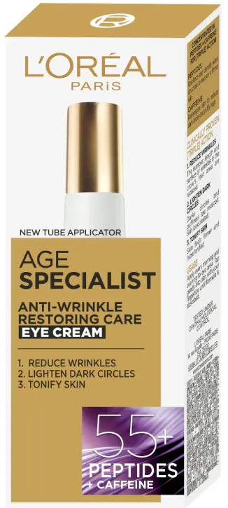 Crema antirid de ochi L'Oreal Paris Age Specialist 55+ cu efect restaurator, 15 ml