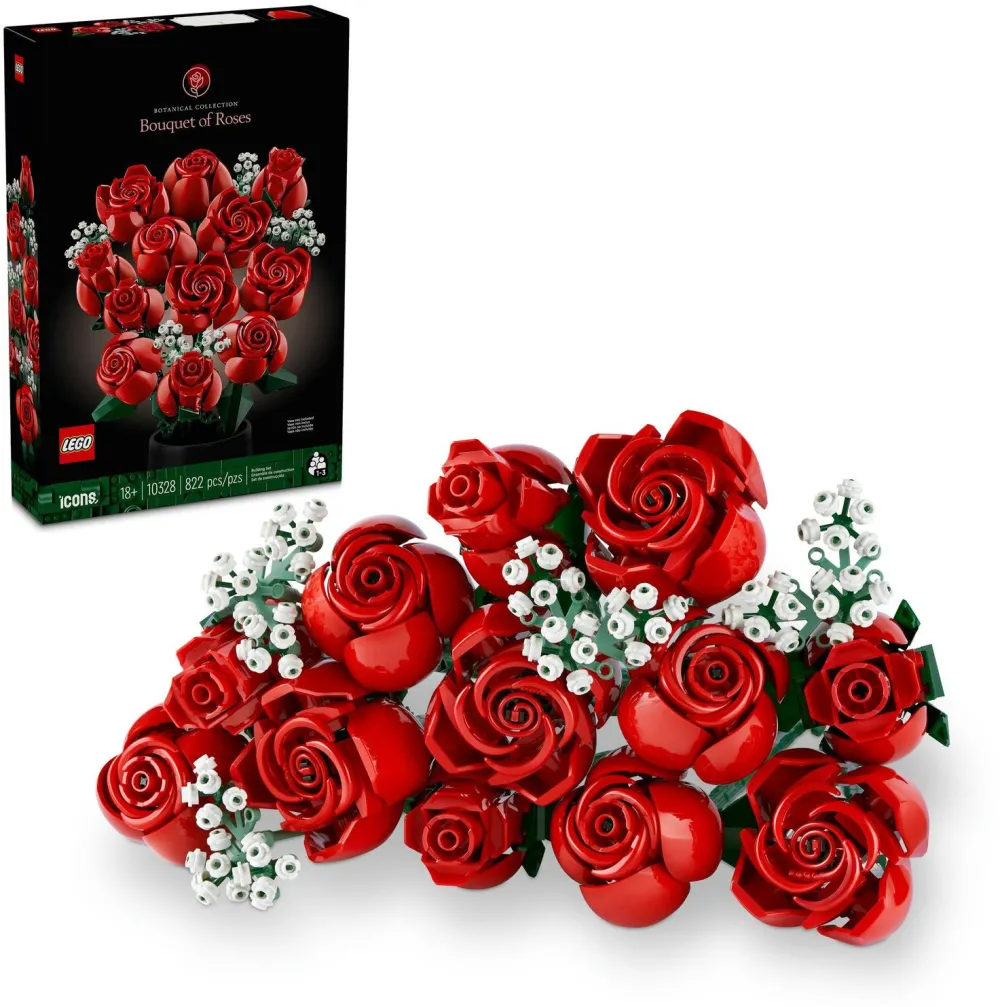 LEGO Icons Creator Expert - Buchet de trandafiri 10328, 822 piese, Flori Artificiale