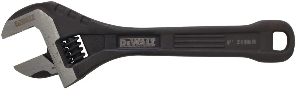 Cheie reglabila 8 inch din otel integral DeWALT DWHT80267-0, falci de precizie pentru ajustari exacte, capacitate extra-lata pentru o gama variata de suruburi, maner solid din otel cu design rotunjit pentru confort si control sporit